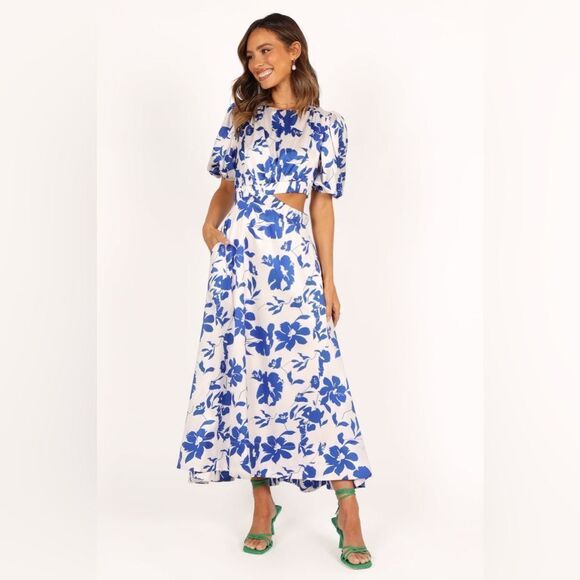 PETAL & PUP NWT AMINAH PUFF SLEEVE DRESS - BLUE FLORAL SIZE L - Picture 5 of 7